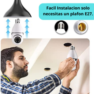 Cámara inalámbrica tipo bombillo WiFi 1080P para vigilancia doméstica, alarma de movimiento y luz a color, visión nocturna, gira 360 grados 